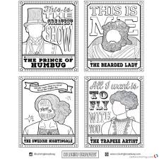 The Greatest Showman Coloring Pages Four Characters Printable For Free The Greatest Showman Circus Party Snowman Party