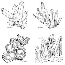 Black And White Gemstone Drawing Handrawn Crystal Cluster Clipart Crystal Lineart Magical Clipart Crystal Gemstone Ill Crystal Cluster Drawing Crystals Watercolors