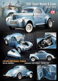 The most famous of all drag racing gassers is the original stone, woods and cook willys. Willys Stone Woods Cook Gasser 1941 Blue 1 18 Acme Diecast Acme1800912 The Diecast Company