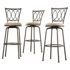 Breakfast stools chaise bar contemporary chairs chair fabric bar chairs upholstered chairs the hamptons leather furniture. Aidan Scroll Back Adjustable Bar Stool Height Breakfast Bar Swivel Chairs Set Of 3 Walmart Com Walmart Com