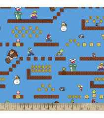 Nintendo Game Scenes Cotton Fabric Super Mario Super Mario Bros Games Mario