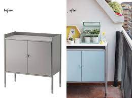 Ikea Hack How To Use Spray Paint To Spruce Up A Boring Outdoor Cabinet One O Diy Outdoor Cabinet Outdoor Cabinet Diy Ikea Hack