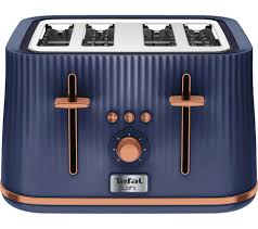 Tefal Loft Tt760440 4 Slice Toaster Blue Rose Gold In 2020 Toaster Rose Gold Kitchen Tefal