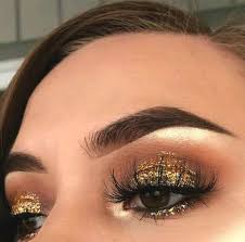 gold gliterry smokey eye makeup look