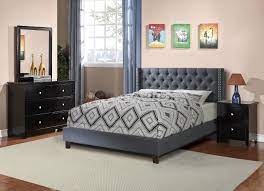 Mom retreat a relaxing master bedroom in soft blue grey and white color palette. F9371 Bedroom Set By Boss W Blue Grey Fabric Upholstered Bed