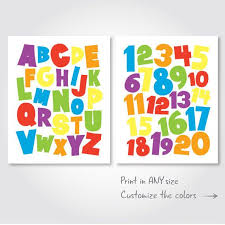 Alphabet Numbers Print Set Download 123 Abc Rainbow Colors Etsy Printable Art Prints Rainbow Room Kids Kids Room Wall Decor