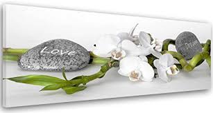 Feeby Tableau Deco Impression Sur Toile Decoration Murale Image Imprimee 90x30 Cm Orchidee Nature Zen Blanc Gris Tableaux Deco Tableau Zen Tableau Decoratif