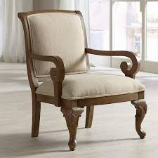 Diana Distressed Wood And Beige Upholstered Accent Chair 2x169 Lamps Plus Accent Chairs Wooden Sofa Designs Furniture