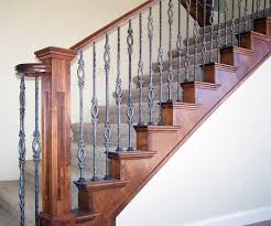 Shop stair balusters and a variety of building supplies products online at lowes.com. Wood Railing With Wrought Iron Balusters Traditional Staircase Salt Lake City By Titan Stairs Utah Houzz