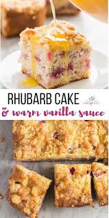 Rhubarb Cake With Vanilla Sauce Rhubarb Cake Recipes Easter Desserts Recipes Rhubarb Recipes