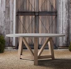French Beam Weathered Concrete Teak 72 Round Dining Table Round Dining Table Dining Table Outdoor Dining Table