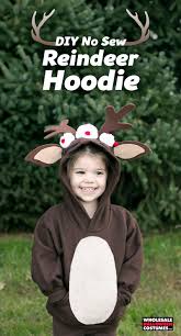Diy No Sew Reindeer Hoodie Diy Costumes Kids Diy Reindeer Costume Animal Costumes