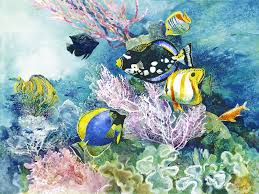 Coloring page has a feel and visible linen structure. Alison S Reef Ii Margy Gates Art