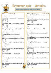 Most of us believe that we … Grammar Quiz Articles Esl Worksheet By Domnitza