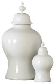 This stunning plain white jar is the perfect decoration for any number of neutral rooms. Beaufort Ginger Jar Transitional Decorative Jars And Urns By Bliss Home Design Houzz
