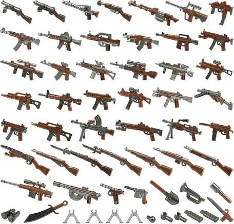 Amazon.com: Pamvava Army Military Guns for Figures，Weapons Pack WW2  Equipment Gear Sets | SWAT & Soldier Minifigure Accessories for Building  Brick,A Variety of Styles Brick Gun and Armor,Compatible with Major Brands :