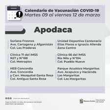 Nuevas dosis en el caso del papiloma con esta modificación en el calendario de vacunación, también se reducen las dosis de la vacuna del vph. Secretaria De Salud De Nuevo Leon Calendario De Vacunacion Covid En El Municipio Del Apodaca Durante Esta Semana En Curso Solo Residentes Del Municipio Facebook
