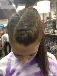 Cheer Hair Braided On 2 Sides With High Ponytail Sports Hairstyles Soccer Hair Sporty Hairstyles