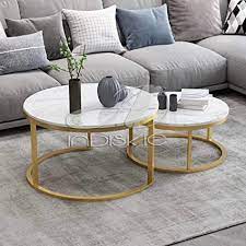 Overall, a sharp looking coffee table solution.4. Indiskie Living Room Nesting Coffee Table Gold Finish Marble Top Set Of Two Metal Tables Amazon In Home Kitchen