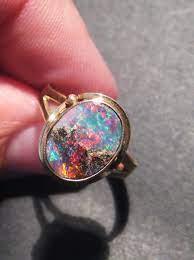 Stunning Queensland Boulder Opal And Solid Gold Ring Opal Jewelry Engagement Rings Opal Solid Gold Rings