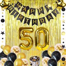 As it's a man's party, rock real man food and drinks: Amazon Com 50th Birthday Decorations For Men Happy Birthday Banner 50th Birthday Cake Topper Gold Curtain Champagne Bottle And Goblet Balloons 50 Foil Balloon For 50th Anniversary Birthday Decor Party Backdrop Toys