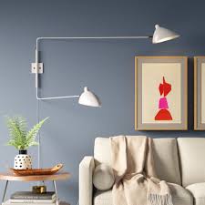 A dimmer is inlaid with leather. 2 Swing Arm Wall Sconces You Ll Love In 2021 Wayfair