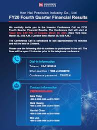 We are well positioned in a $900 billion home improvement sector that is large and growing, but also very fragmented, representing a great opportunity to grow market share. Investor Conference Call On Fy20 Fourth Quarter Financial Results Foxconn Technology Group