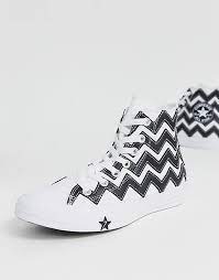 Converse Black And White Zig Zag Chuck Taylor Hi All Star Leather Voltage Trainers Asos
