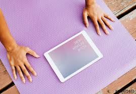 Download Tablet On Yoga Mat Mockup Stock Template Adobe Stock