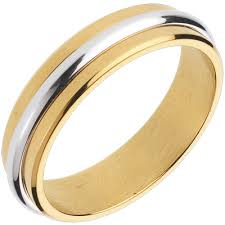 Joyas de oro rosado.amarillo.blanco.bicolor.cn piedras preciosas y perlas cultivadas.a pedido.vntas x catalogo.joyeria.solo para clientes serios. Anillo De Matrimonio Oro Blanco Y Oro Amarillo 18 Quilates C1018