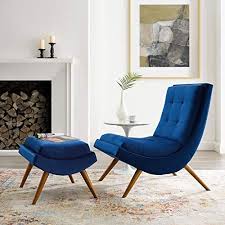 Amazon Brand Rivet Frederick Mid Century Channel Tufted Velvet Living Room Chair 38 W Navy Blue Living Room Lounge Living Room Chairs Living Room Designs
