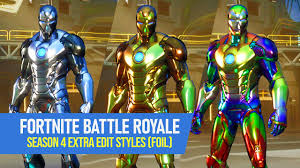 Even hiding as a rainbow iron man, we managed to pull it of multiple times! Fortnite Season 4 All Extra Edit Styles Silver Gold Holo Youtube