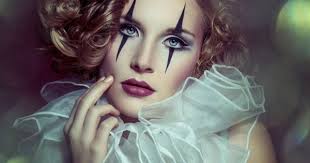 Weisser Zirkus Hals Ruff Zirkus Clown Kostum Zirkus Mode Dunkler Zirkus Clown Schminke