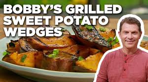 Bobby flay challenges a mexican food expert chef and restauranteur from san diego to fish taco throwdown. Bobby Flay S Grilled Sweet Potato Wedges Bobby Flay S Barbecue Addiction Food Network Youtube