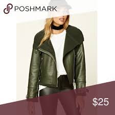Forever 21 Olive Green Faux Fur Lined Moto Jacket Jackets Moto Jacket Clothes Design