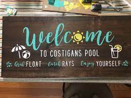 Considering a diy outdoor shower? Welcome Pool Sign Pool Signs Personalized Pool Sign Swimming Pool Signs