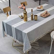 topmail nappe de table rectangulaire en coton et lin protection de table nappe impermeable anti taches avec d en 2020 nappe de table rectangulaire nappe de table nappe