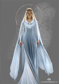Companion Portrait To The Earlier One Of Finrod The Vanyar Are Light Elves And I Think That Goes Beyond Just Thei Galadriel Dress Galadriel Galadriel Costume