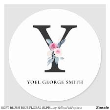 Die namen berta, cäsar, dora, ida, . Soft Blush Blue Floral Alphabets Name Letter Y Classic Round Sticker Alphabet Names Name Letters Lettering Alphabet