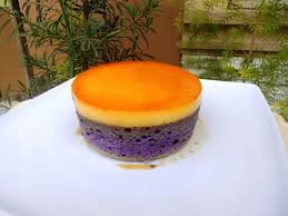 Ube Custard Cake Ube Purple Yam Chiffon Cake Yopped With Flan Creme Caramel Ube Flan Cake Recipe Flan Cake Custard Cake Recipes