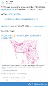 Pols token holders will be able to vote on product features, token utility, types of auctions and even decide which projects get to be featured by polkastarter. Polkastarter Pols Res Finex Listing
