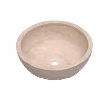 Vasque A Poser Travertin Diam 40 6 Cm Beige Naturel Elodie Vasque A Poser Vasque Travertin