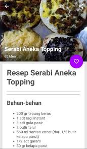 Resep serabi solo notosumanbahan2 :100 grm tepung beras1 sdk mkn tepung terigu350 ml santan1/2 sdk teh garam25 grm gula1/2 sdt fermipan1/2 sdt baking. Resep Kue Serabi For Android Apk Download