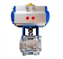 VÁLVULA ESFERA TRIPARTIDA ATUADA S1000 2' BSP PP OC CF8 SI TP PNEUMATICO RM
