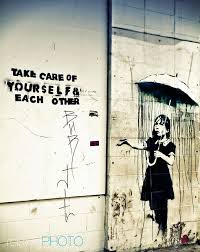 Take Care Of Yourself Each Other Umbrella Girl Street Art Amazing Street Art
