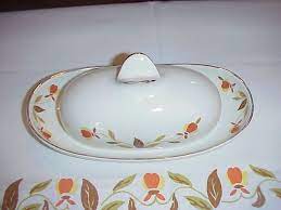 Rare Hall Jewel Tea Autumn Leaf Wings Butter Dish Jewel Tea Dishes Autumn Tea Vintage Dishes