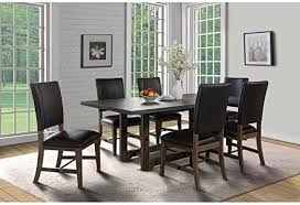 Ncf Anvers Industrial Modern 7 Piece Slated Top Dining Table Amp 6 Chairs In Grey In 2020 Modern Industrial Table And Chair Sets Dining Table