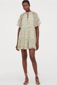 Short Chiffon Dress Light Green Floral Ladies H M Us 2 Chiffon Dress Short Chiffon Dress Short Dresses