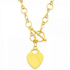 The only links you'll ever need. 14k Solid Yellow Gold Heart Toggle Pendant Love Charm Link Chain Necklace 18 Ebay