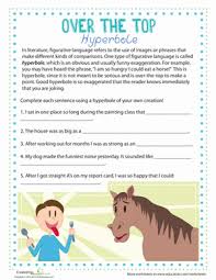 Hyperbole For Kids Worksheet Education Com Figurative Language Hyperbole Teaching Figurative Language